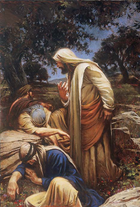 Los discípulos de Cristo esperaron en un lugar cercano, y poco después se quedaron dormidos mientras Jesús entró solo a Getsemaní. Jesús “vino la tercera vez y les dijo Dormid ya y descansad; basta, la hora ha llegado; he aquí