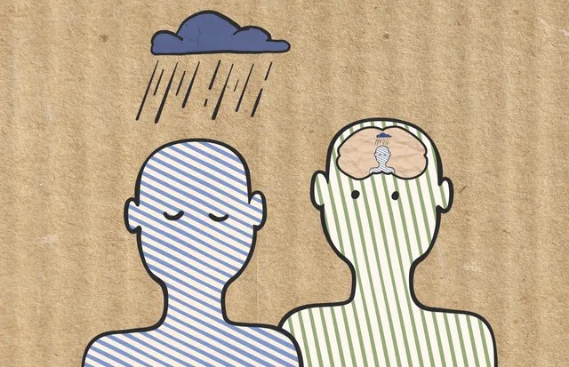 cardboard_background_man_stripes_brain_rain