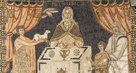 melquisedec sacrifica en un altar